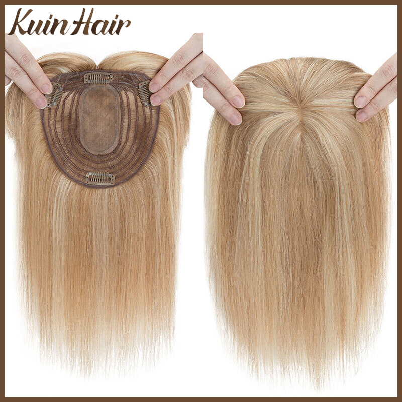 Seamless Clip In Hair Extensions Human Hair - シルクベーストップ女性トッパークリップ本物の人毛かつら人毛エクステンション薄型通気性ブロンドトッパー髪女性かつら