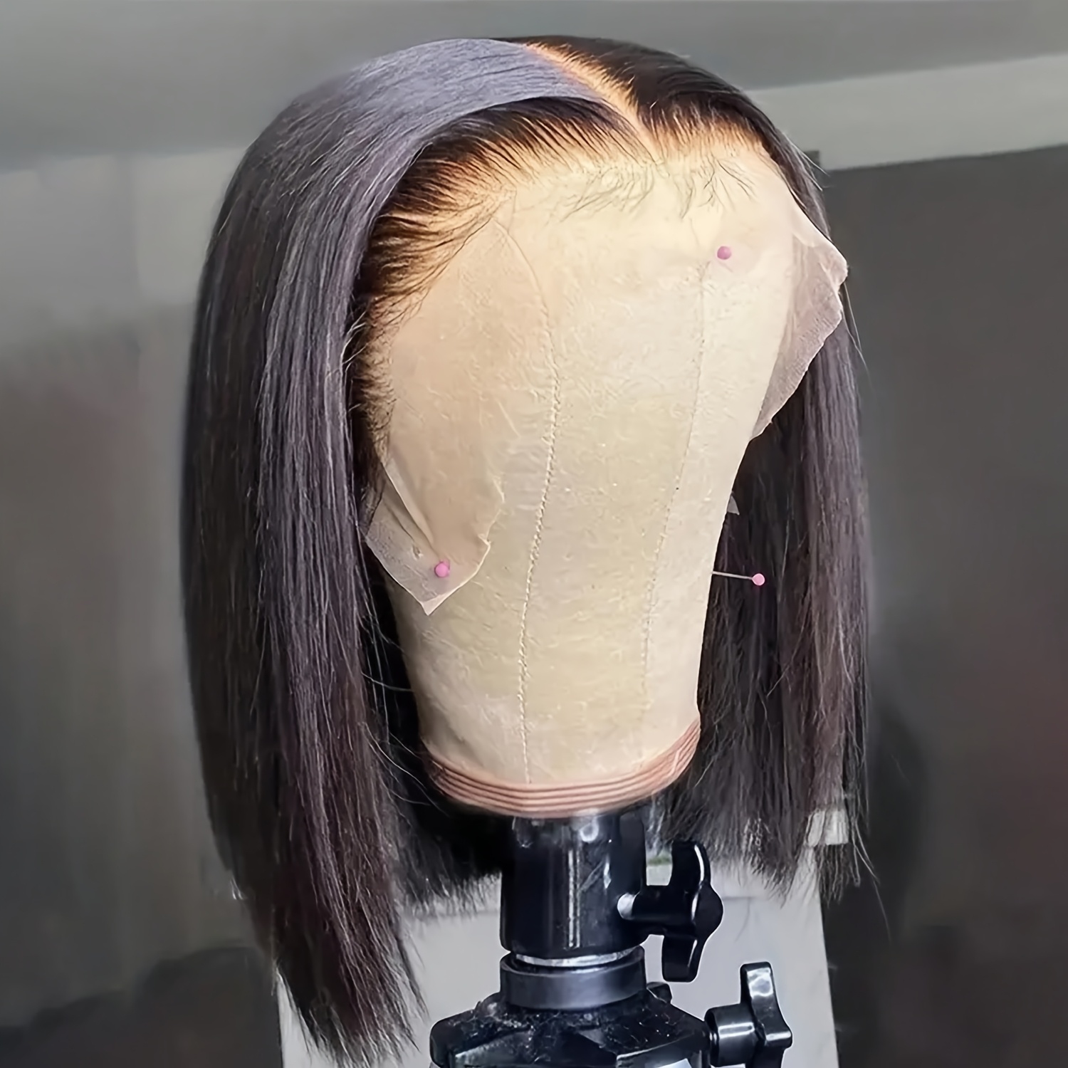 Glueless Wear And Go Human Hair Wig - ベトナム産、密度230％、ストレートボブ、13x4レースフロントウィッグ、人毛、自然な黒色、4x4クロージャー付き、ストレートボブ、女性用人毛ウィッグ。