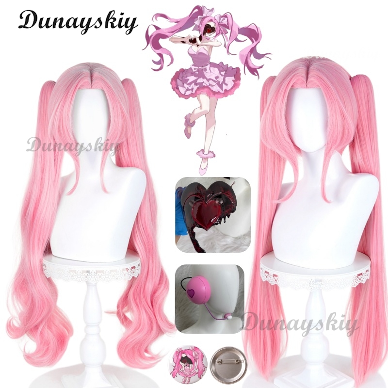 Hair Bundles - エイリアンステージ、ゾンビステージ、ミジのコスプレ用ウィッグ、二重のポニーテール、ピンクのウィッグ、耐熱性合成ウィッグ、ハロウィーン、カーニバルパーティー用。