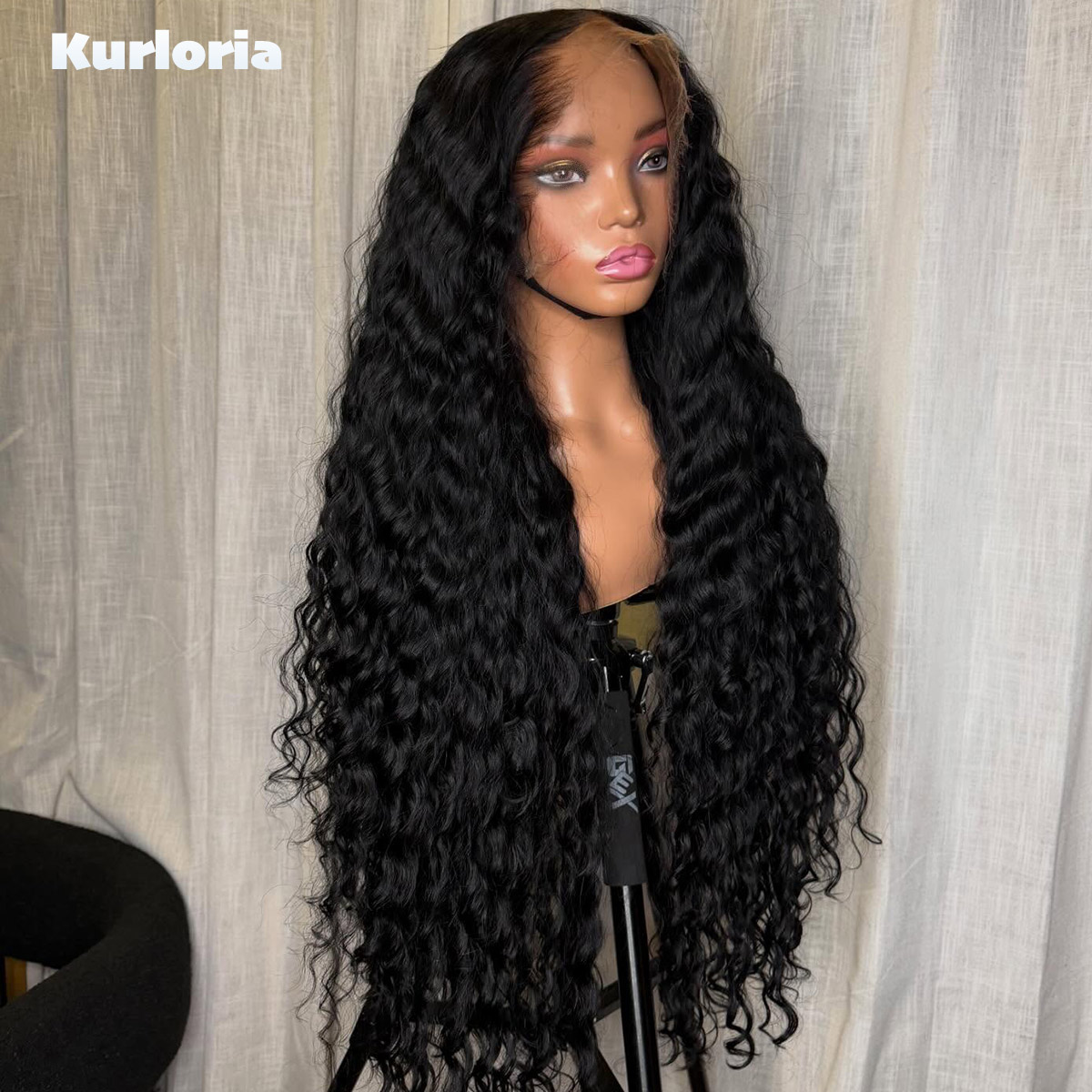 500の密度で、自然な黒色の深波状の100％人毛ウィッグ。1 - Glueless Wear And Go Human Hair Wig のレビューと価格