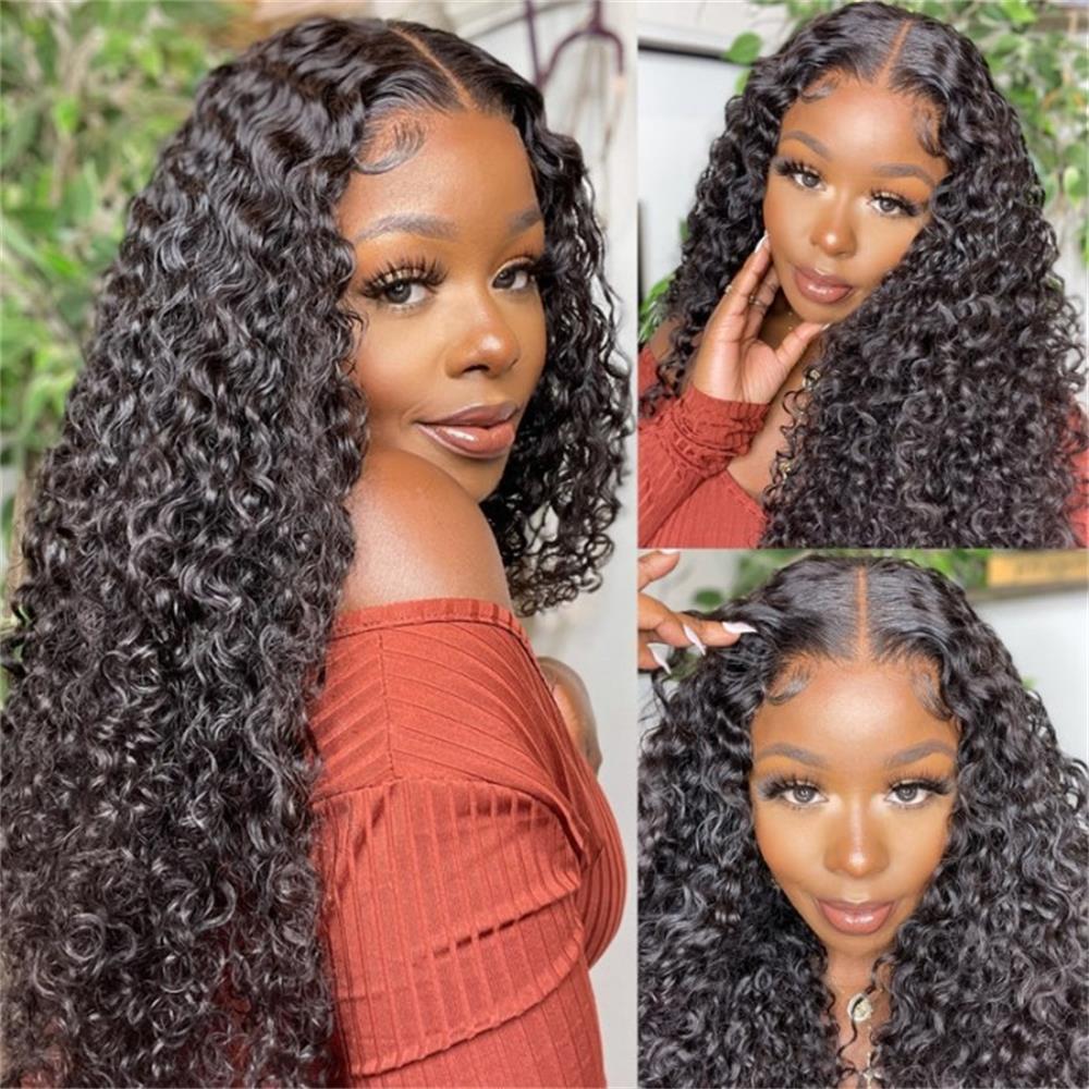 自然な黒髪のウィッグ。13x6 HDレースフロントウィッグ。 - Lace Front Wigs のレビューと価格