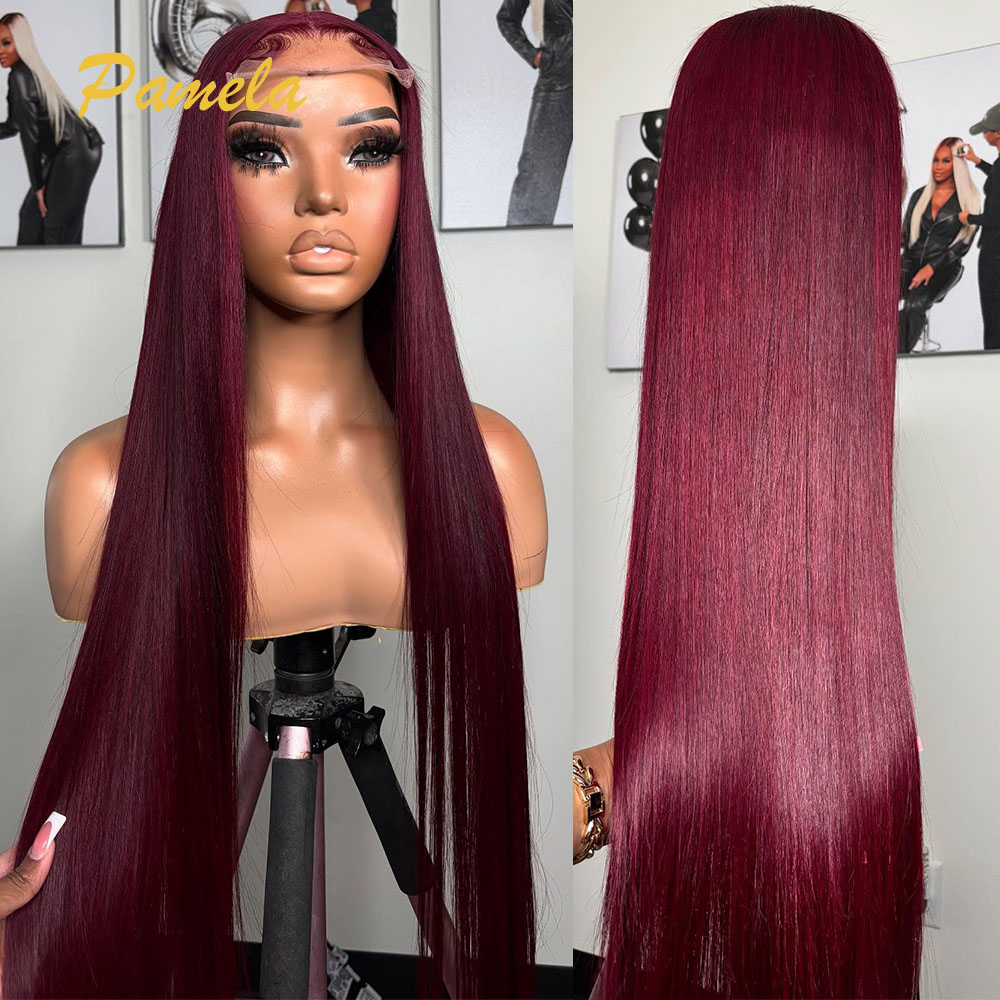 スーパーダブルドローン バーガンディカラー グルーレスウィッ - Lace Front Wigs のレビューと価格