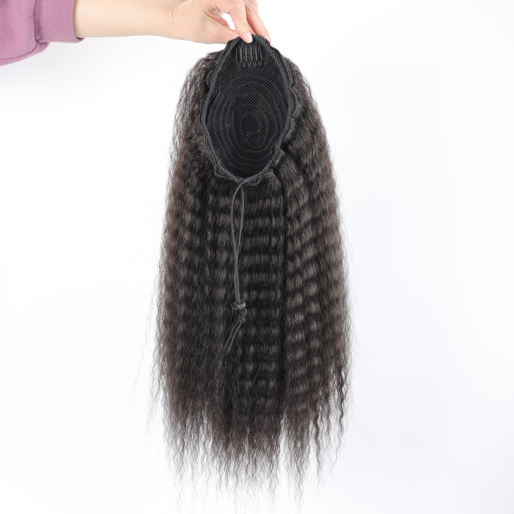合成巾着ポニーテール,伸縮性ヘアエクステンション,カーリー, - Drawstring Afro Curly Puff Ponytail のレビューと価格