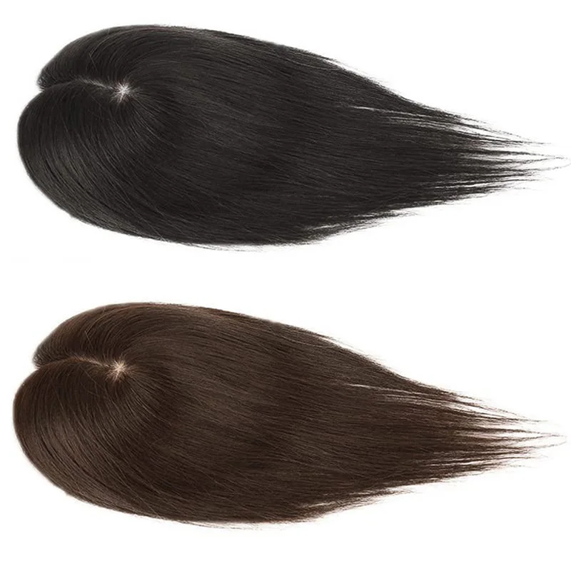 シルクベーストップ女性トッパークリップ本物の人毛かつら人毛エ - Seamless Clip In Hair Extensions Human Hair のレビューと価格