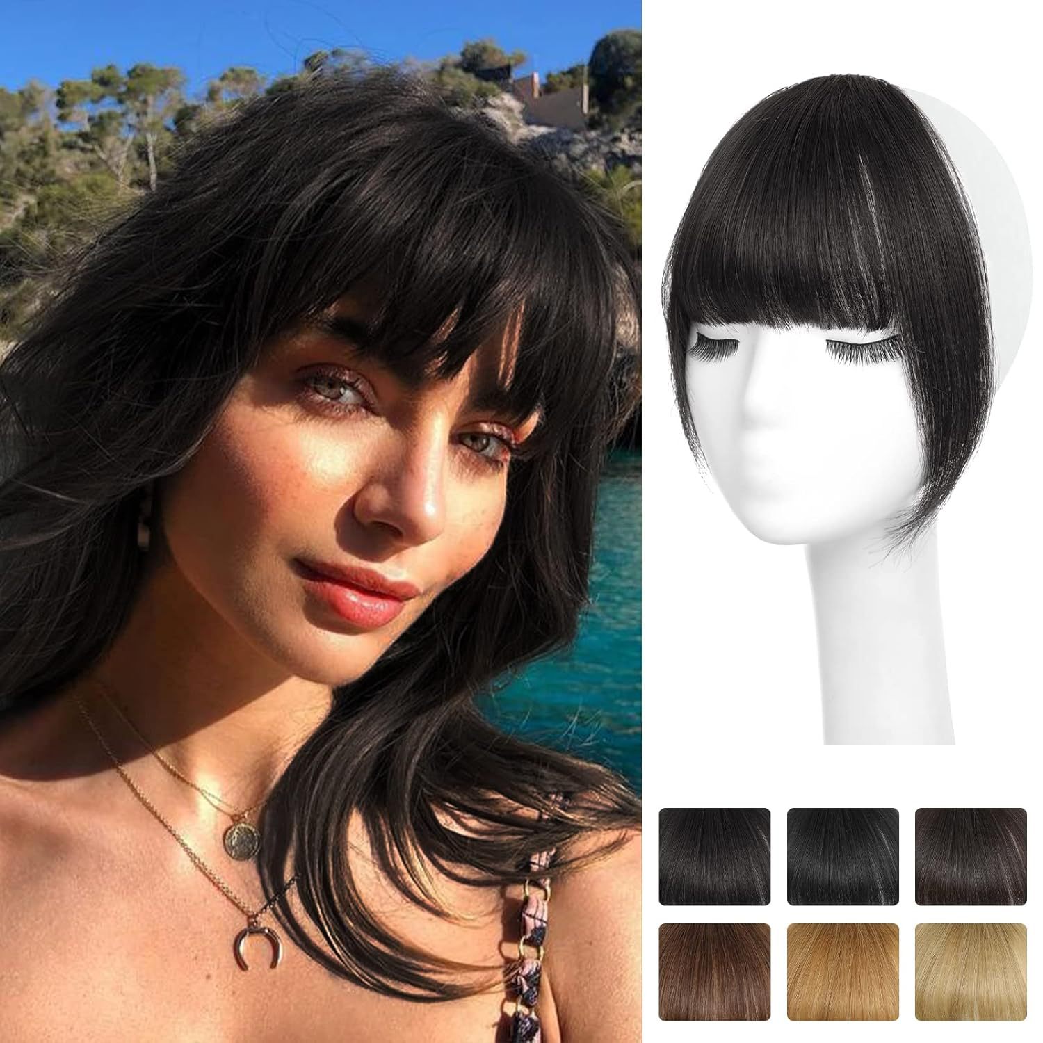 100% 人毛前髪クリップインエクステンションフロントフリン - Seamless Clip In Hair Extensions Human Hair のレビューと価格