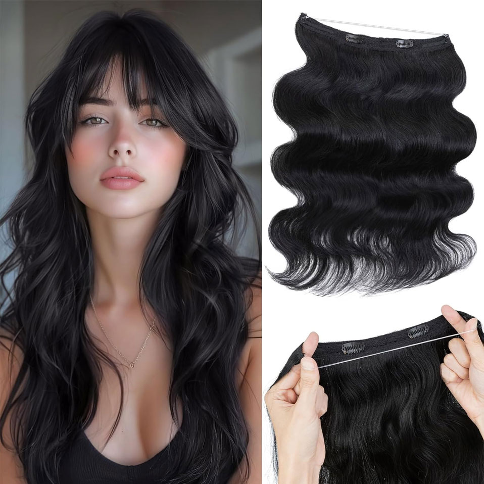 S-noilite ワイヤー人毛エクステンション波状調節可能 - Invisible Tape In Extensions Real Hair のレビューと価格