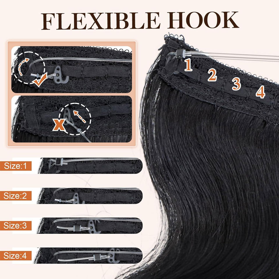 S-noilite ワイヤー人毛エクステンション波状調節可能 - Invisible Tape In Extensions Real Hair のレビューと価格