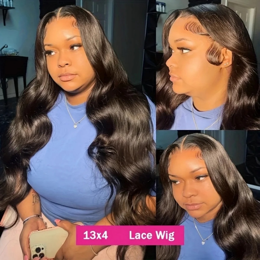40インチのボディウェーブ・ヒューマンヘアウィッグ。前髪部分 - Lace Front Wigs のレビューと価格