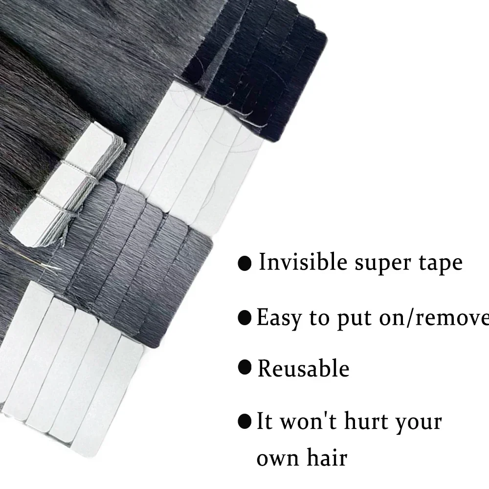 テープ式100%本物レミー人毛ブラジル産人毛ストレートエクス - Invisible Tape In Extensions Real Hair のレビューと価格