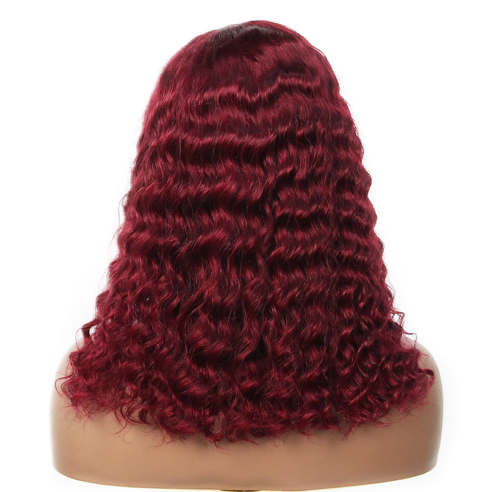 99j バーガンディ ディープボブ ウィッグ 人毛 ブラジリ - Pre Parted 13X4 Lace Front Bob Wig のレビューと価格