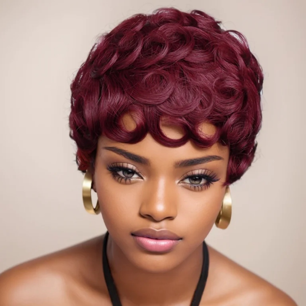 99Jピクシーカットウィッグ人毛ショートカーリー人毛ウィッグ - Short Pixie Cut Wig Human Hair Cheap のレビューと価格