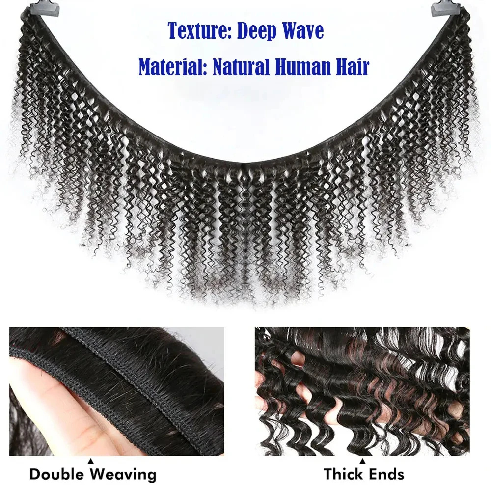 ブラジリアンバージンヒューマンヘア ディープウェーブ ディー - Deep Wave 3 Bundles With Closure のレビューと価格