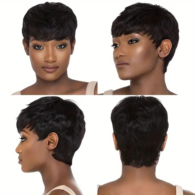 ミスニー ショートボブ ストレート 人毛ウィッグ ナチュラル - Short Pixie Cut Wig Human Hair Cheap のレビューと価格
