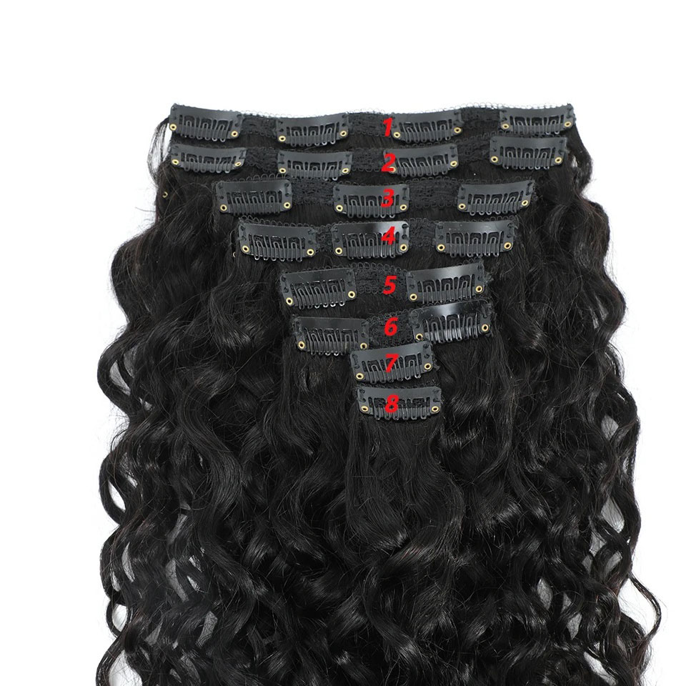 8～24インチ ウォーターウェーブ カール クリップ式人毛エ - Seamless Clip In Hair Extensions Human Hair のレビューと価格
