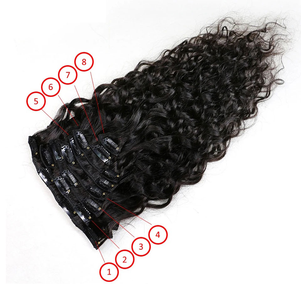 8～24インチ ウォーターウェーブ カール クリップ式人毛エ - Seamless Clip In Hair Extensions Human Hair のレビューと価格