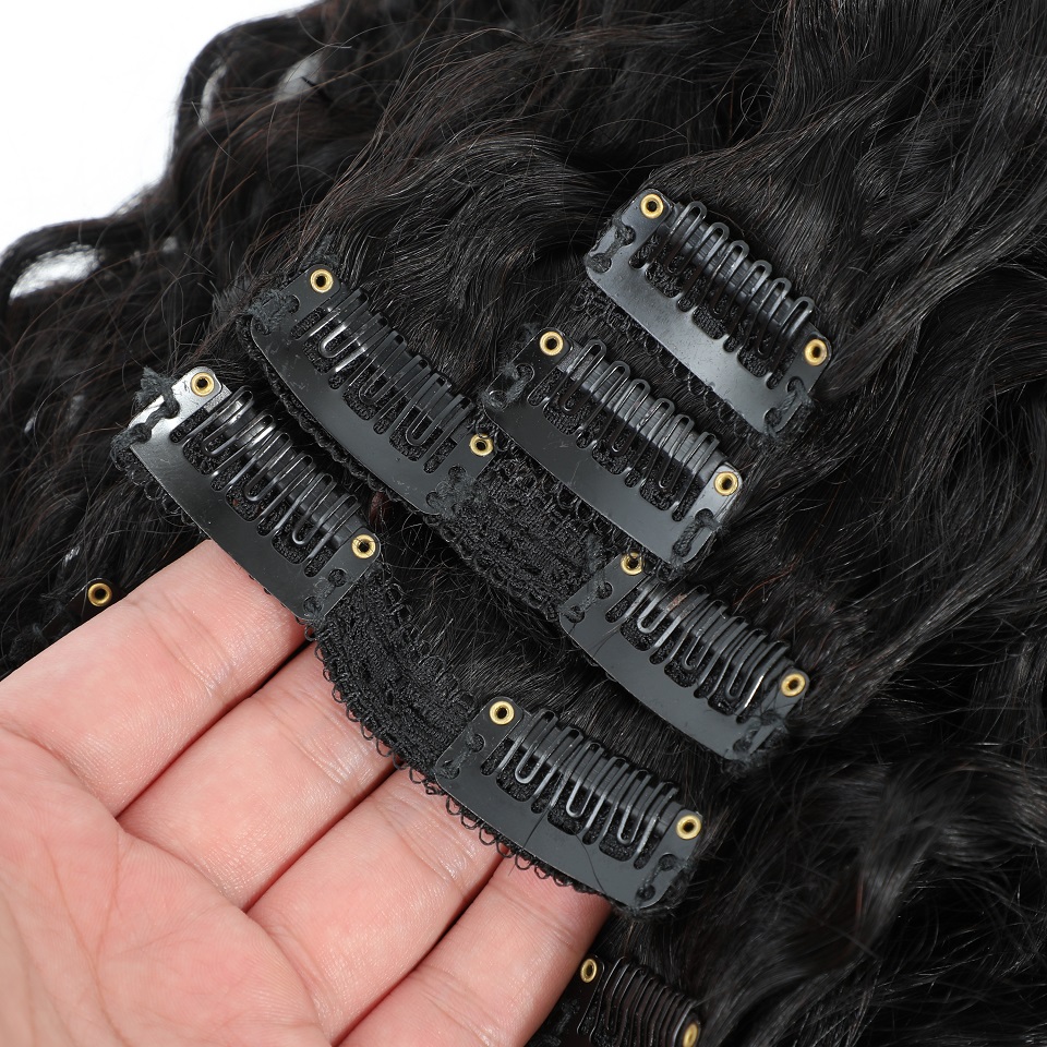 8～24インチ ウォーターウェーブ カール クリップ式人毛エ - Seamless Clip In Hair Extensions Human Hair のレビューと価格