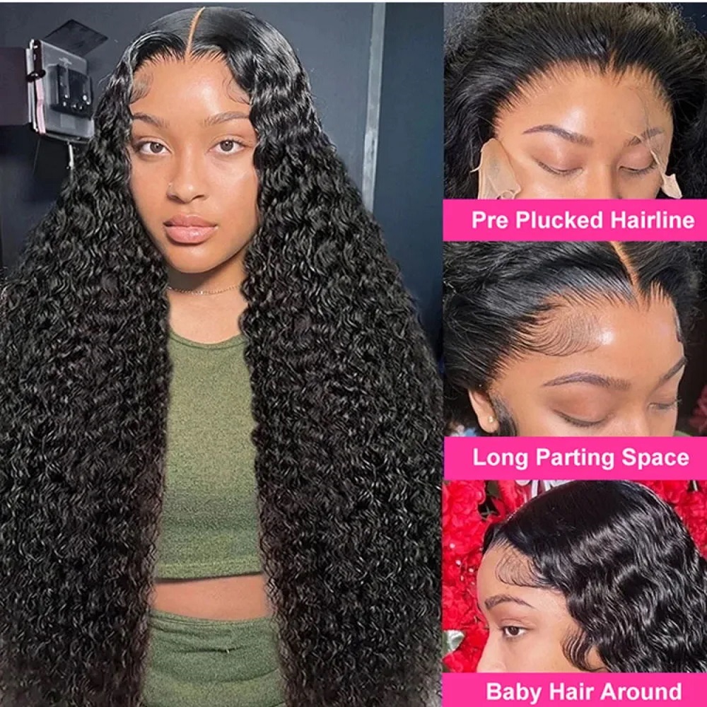 200密度、自然な色合いの、深めのウェーブのかかった人毛ウィ - Human Hair Wigs のレビューと価格