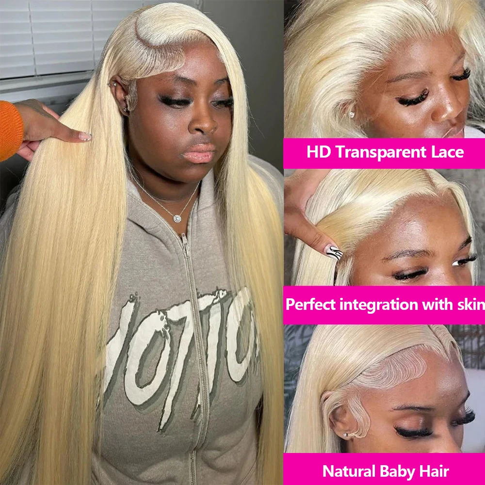 613ブロンド、ストレート、レースフロントウィッグ、人毛、密 - Hd Lace Frontal Wig Human Hair Pre Plucked のレビューと価格