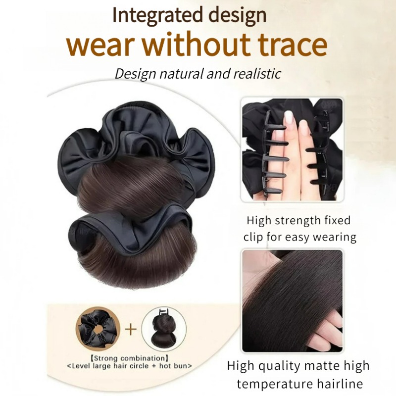 新しい合成サテンヘアタイ、クリップ付きシニヨンバン、ポニーテ - Claw Clip Messy Bun Hair Piece のレビューと価格