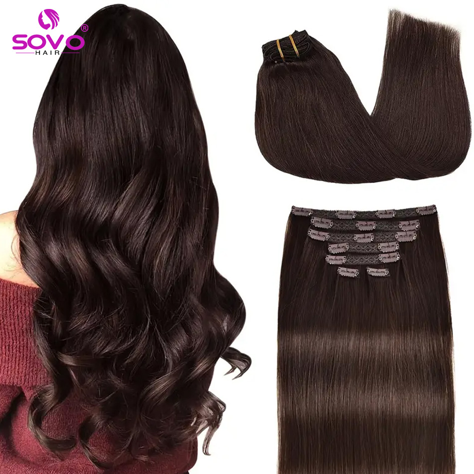 クリップインヘアエクステンション 100% 本物の人間のレミ - Seamless Clip In Hair Extensions Human Hair のレビューと価格