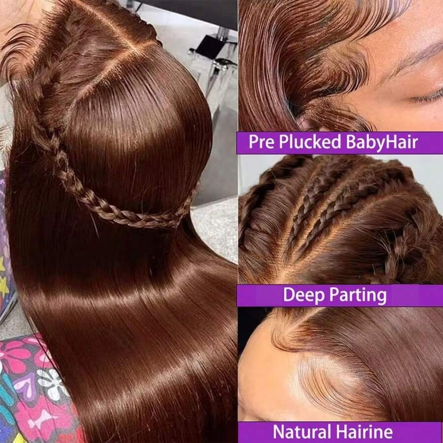 13x4 13x6 HDレースチョコレートブラウン人毛ウィッ - Human Hair Wigs のレビューと価格