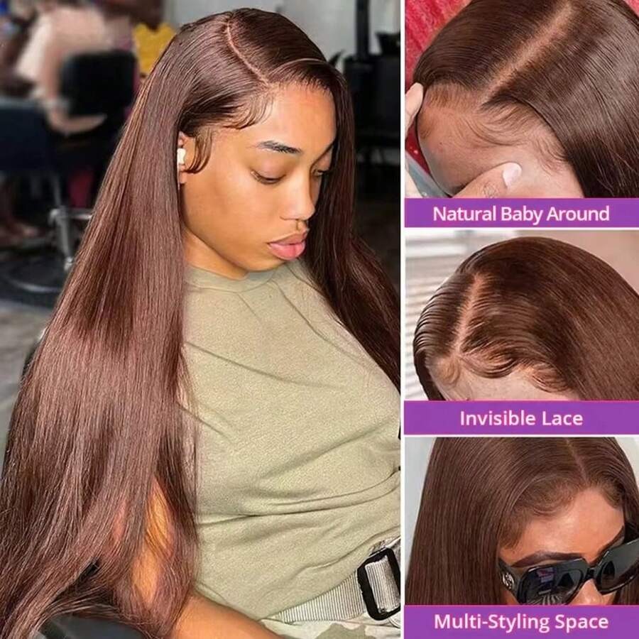 13x4 13x6 HDレースチョコレートブラウン人毛ウィッ - Human Hair Wigs のレビューと価格