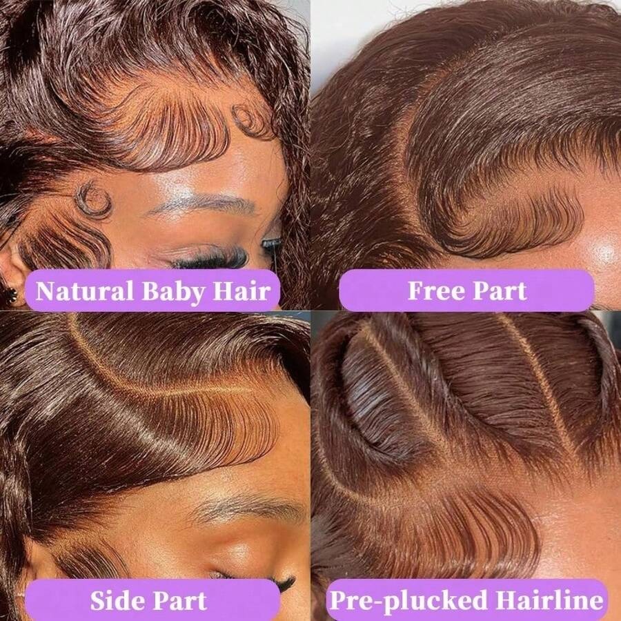 13x4 13x6 HDレースチョコレートブラウン人毛ウィッ - Human Hair Wigs のレビューと価格