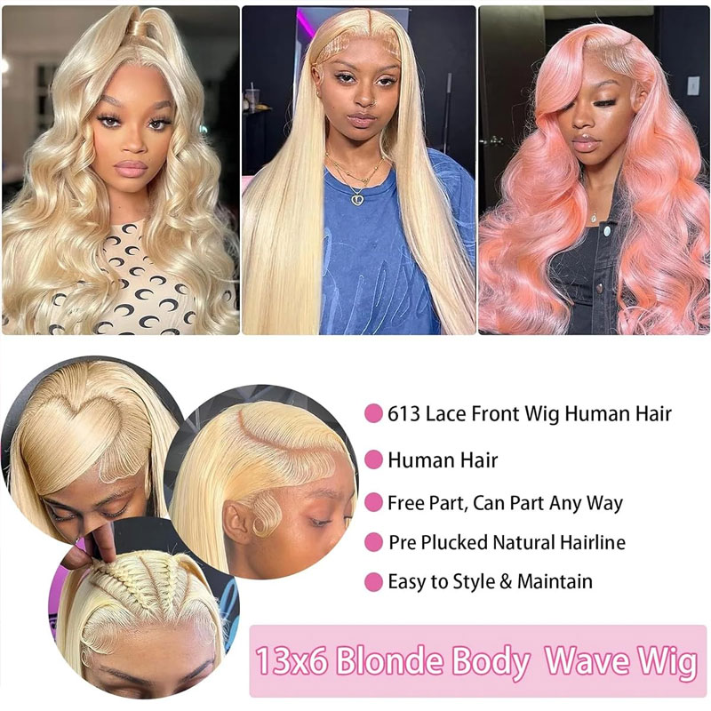 613 HDレースフロントウィッグ 13x6 ボディウェーブ - 613 Blonde Body Wave Lace Front Wig のレビューと価格