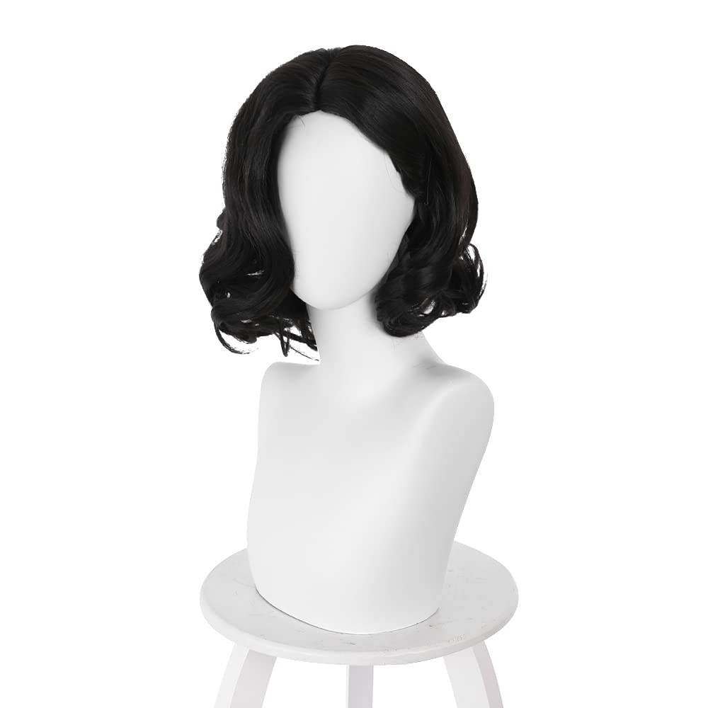 黒いショートボブウェーブのかかった中分けアニメパーティーハロ - Synthetic Braided Wigs For Black Women のレビューと価格