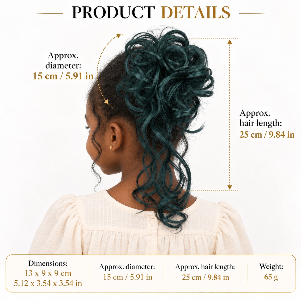 カール状のアップスタイル用ヘアピース、クリップ付き、65g、 - Claw Clip Messy Bun Hair Piece のレビューと価格