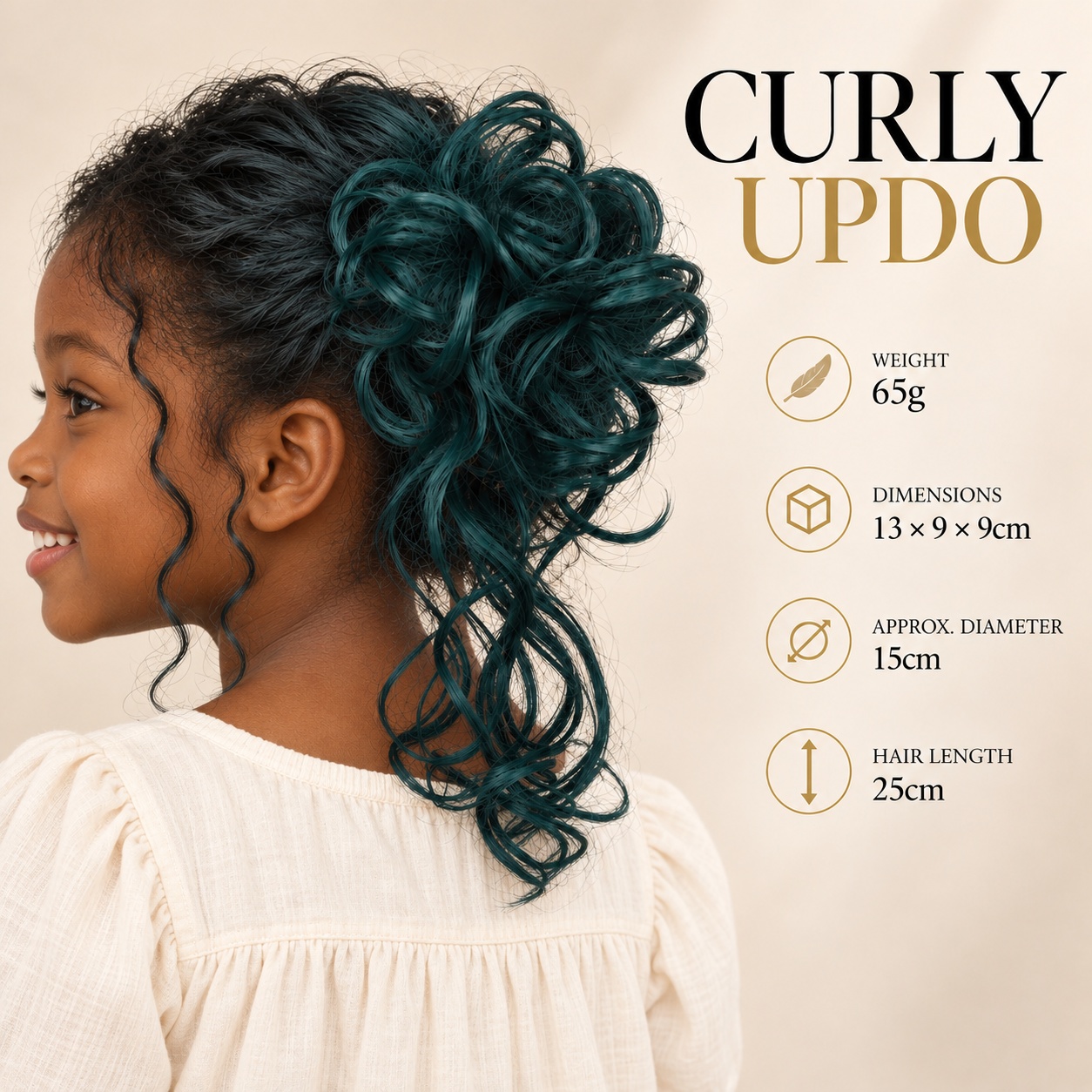カール状のアップスタイル用ヘアピース、クリップ付き、65g、 - Claw Clip Messy Bun Hair Piece のレビューと価格