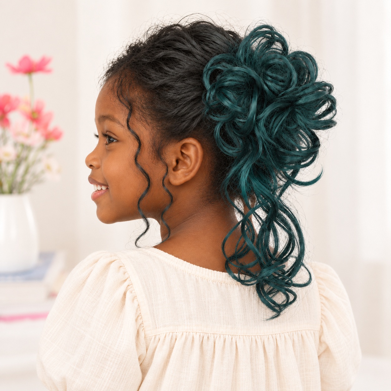 カール状のアップスタイル用ヘアピース、クリップ付き、65g、 - Claw Clip Messy Bun Hair Piece のレビューと価格